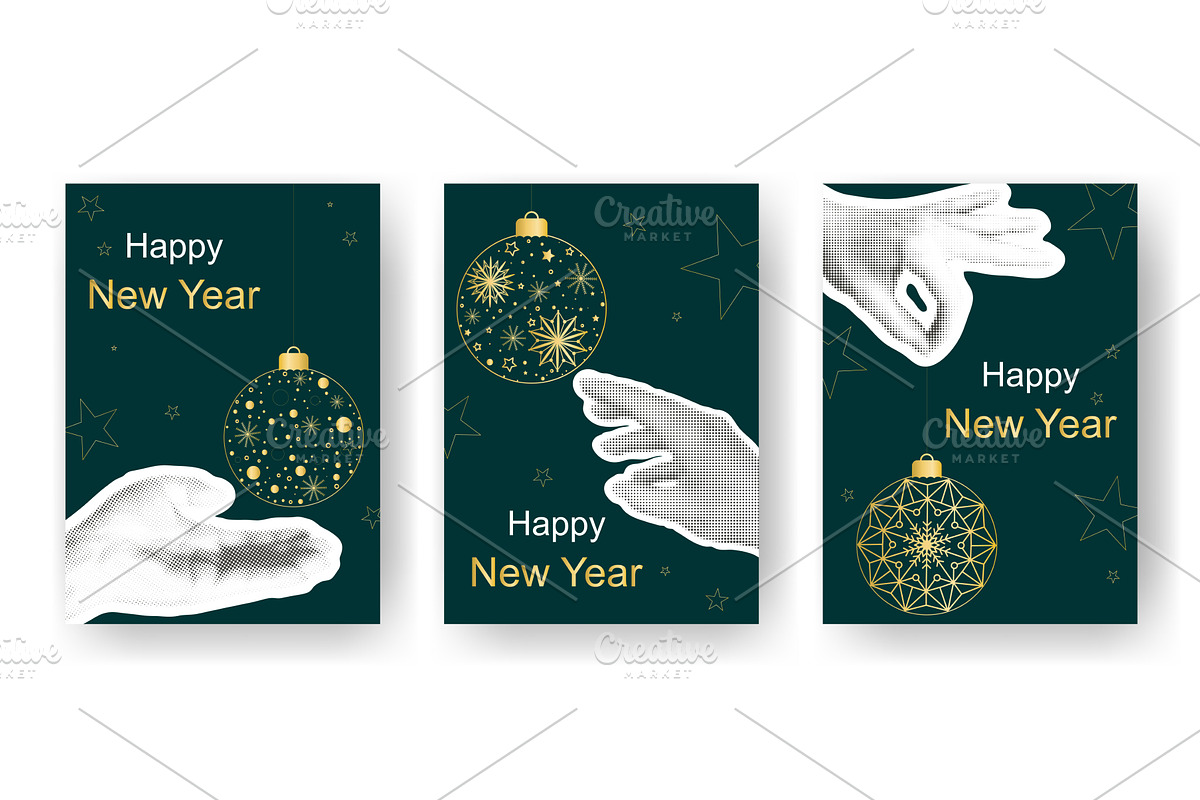Set modern New Year's cards in, an Object Illustration by Tati_Kli