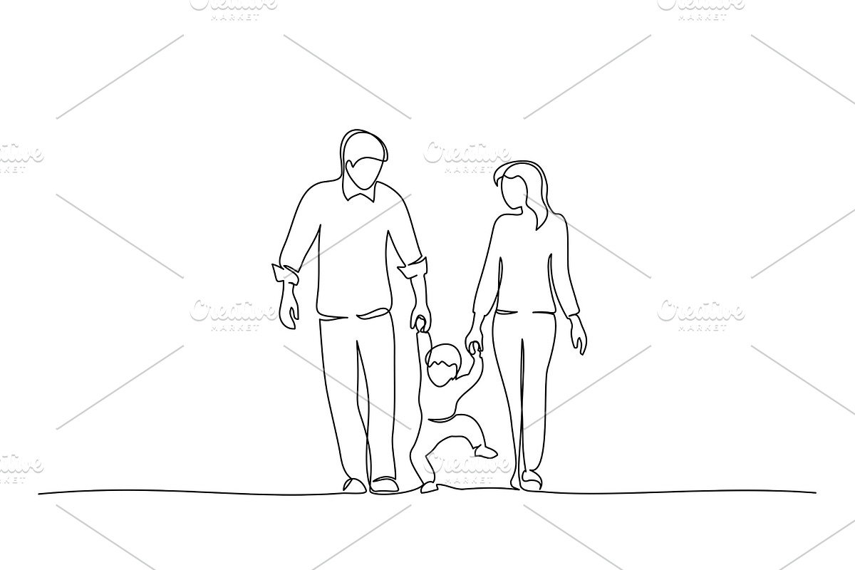 Family holding hand with small child, a Person Illustration by Valenty