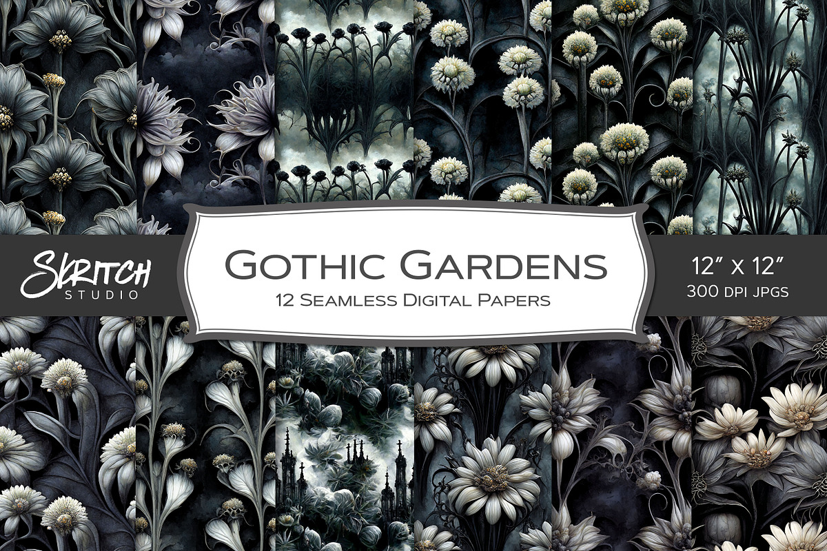 Gothic Gardens Elegant Dark Florals, a Pattern Graphic by Skritch Studio (Photo 1 of 7)
