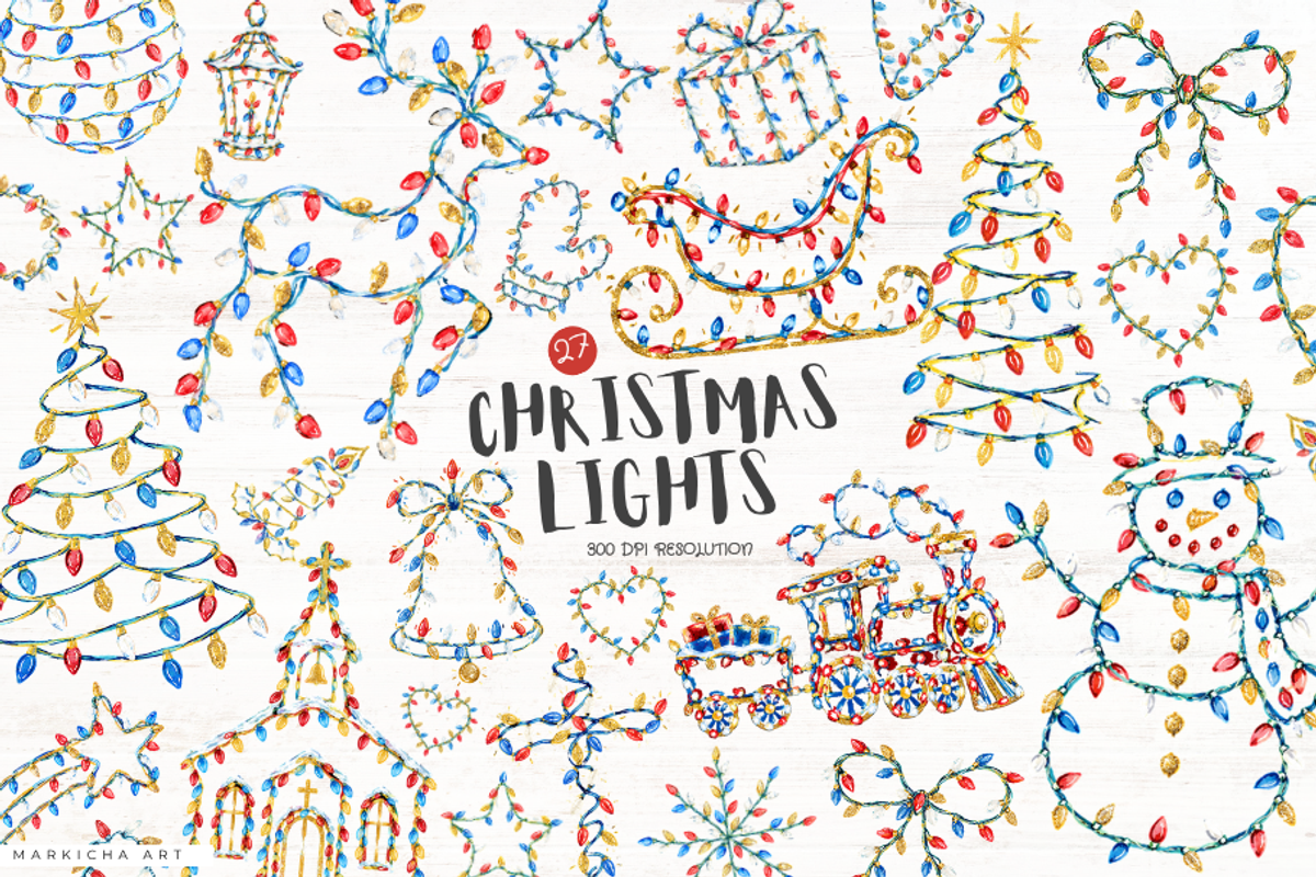 Christmas Lights PNG, a Seasonal Illustration by Markicha Art (Photo 1 of 6)
