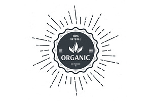 vintage style label for organic food