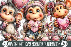 Valentines Day Monkey Sublimation, an Illustration by Designking