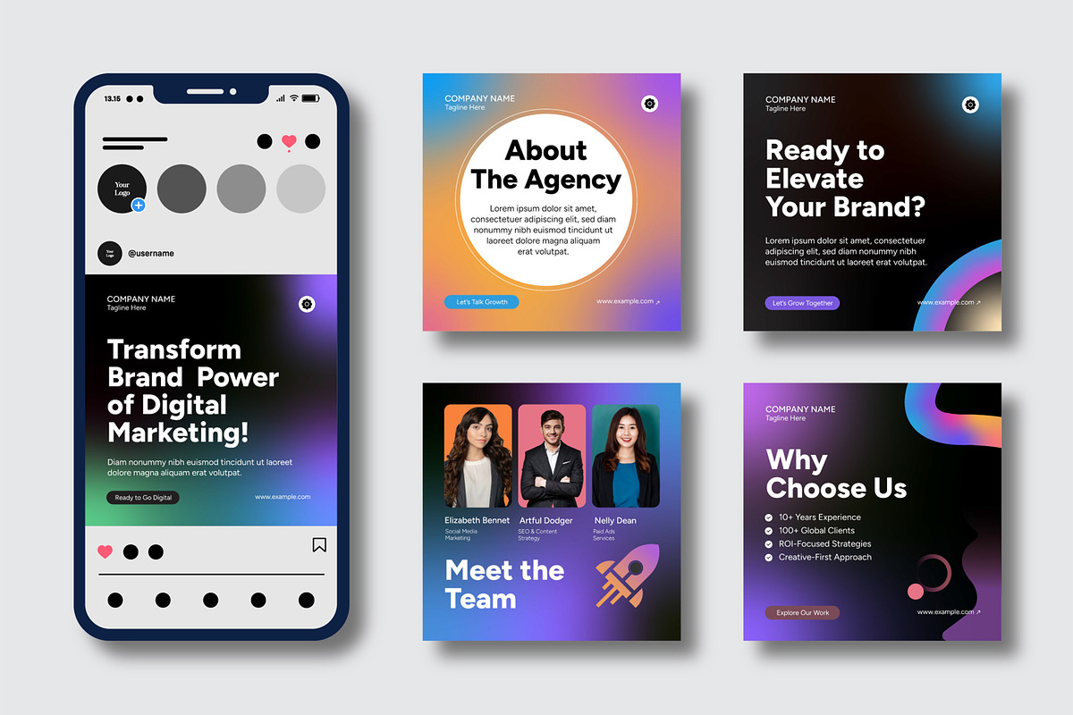 Digital Marketing Social Media Post, a Social Media Template by MightyDesign (Photo 1 of 8)