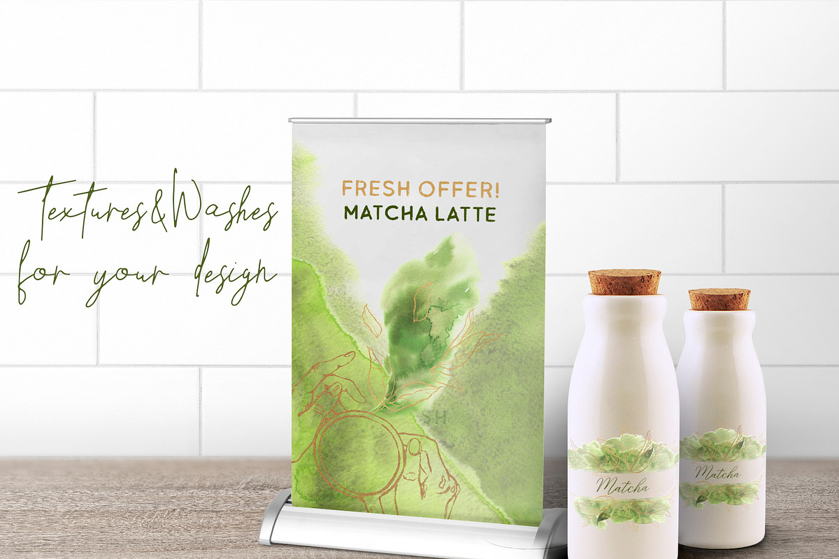 Matcha Green And Golden Watercolor, a Food Illustration by Cat In Colour (Photo 5 of 7)