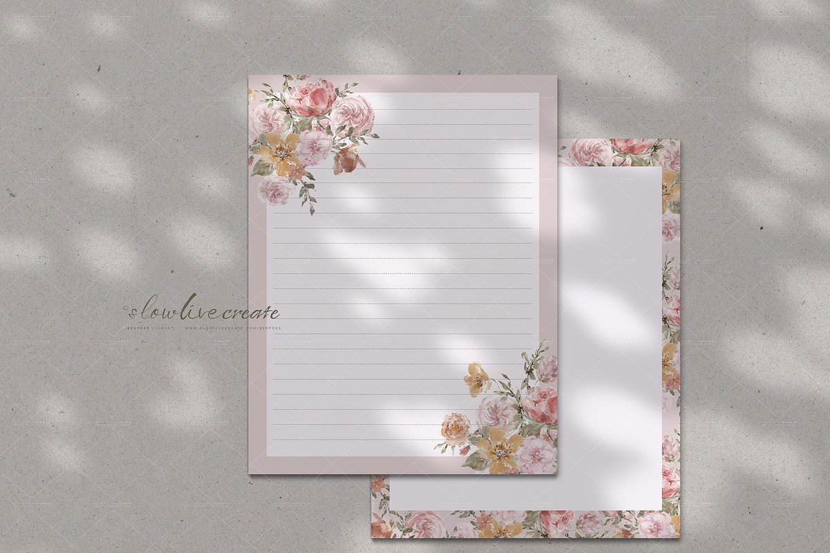 Floral Notepad Template | 33 Designs, a Stationery Template by slowlivecreate (Photo 4 of 15)