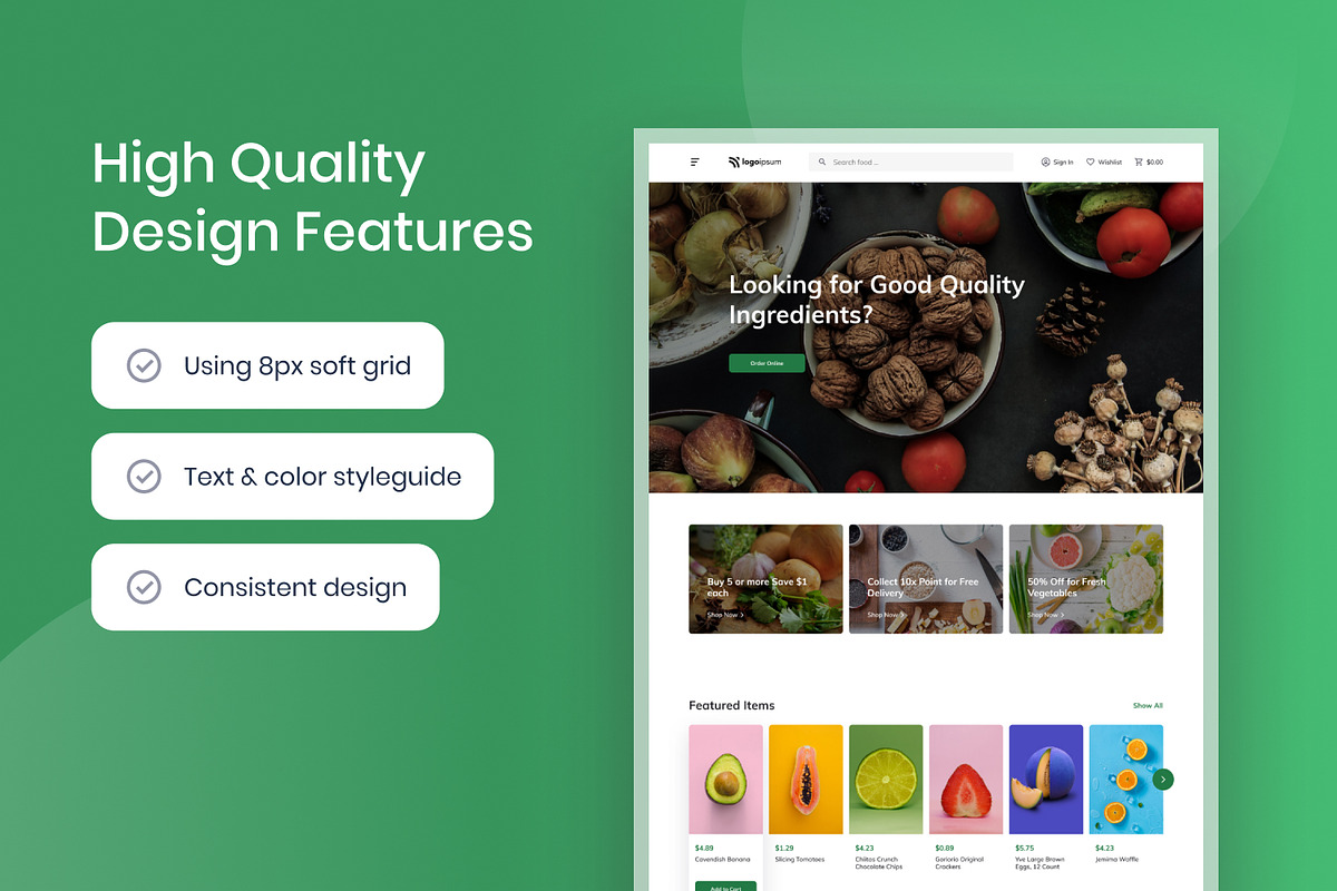 Grocery E-Commerce Website Template, an UI Kit Template by Kreativ Space (Photo 3 of 5)