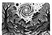 50 Mystical Galaxy Forest Silhouette, a Technology Illustration by Amazin_art (Thumbnail 27 of 41)