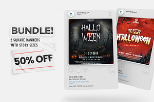 2 Halloween Instagram Flyers (PSD), a Social Media Template by PixelsDesign