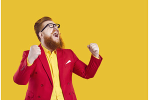 Crazy happy stylish bearded chubby, a Person Photo by StudioRomantic