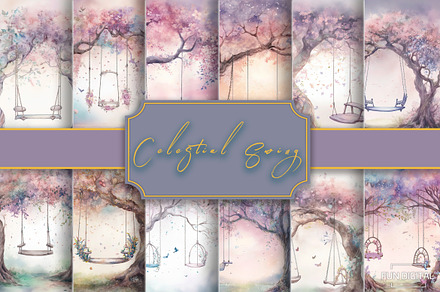 A Watercolor Enchanted Swing Set, a Background Graphic by Fun Digital