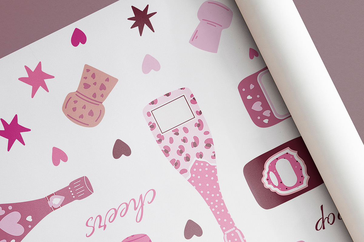 Pink Champagne Clipart, a Food Illustration by Teresa Art Store (Photo 4 of 9)