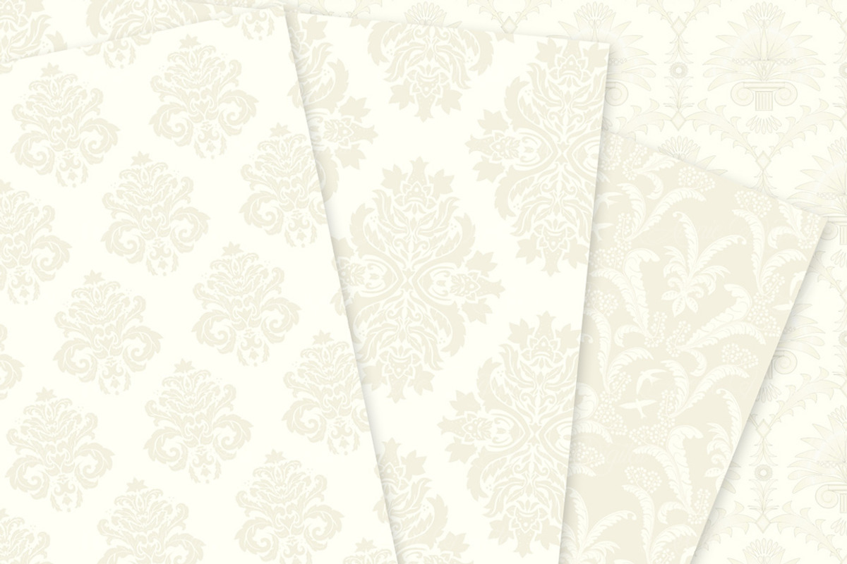 28 Ivory Damask Digital Papers, a Pattern Graphic by Avenie Digital