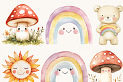 Boho Rainbow Woodland Animals, an Animal Illustration by SparkyDesignsUS (Thumbnail 2 of 9)