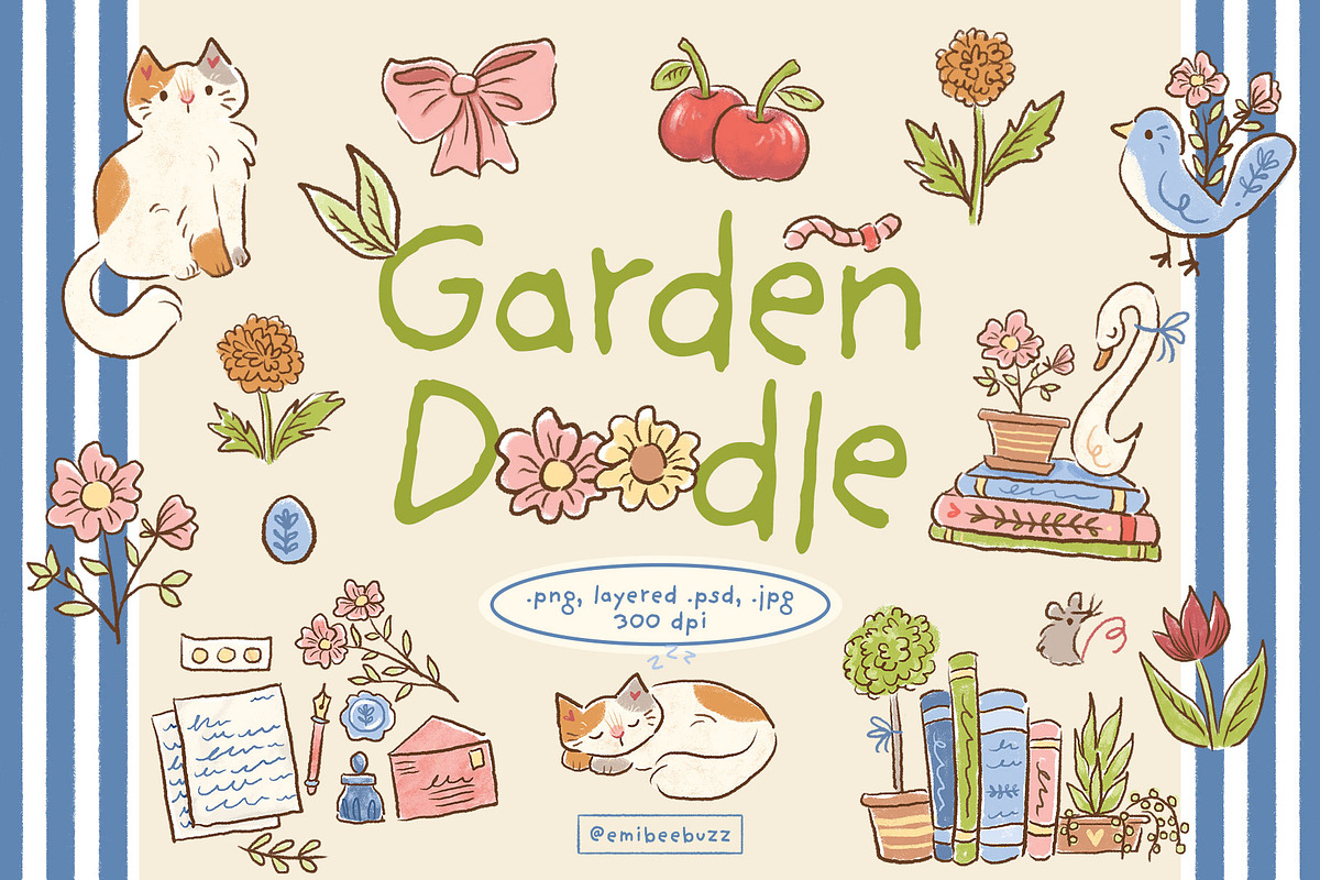 Garden Doodles Illustration Clipart, an Animal Illustration by Emi Bee (Photo 1 of 6)