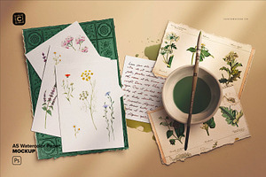 A5 Watercolor Paper Watercolor, a Product Mockup by Custom Scene