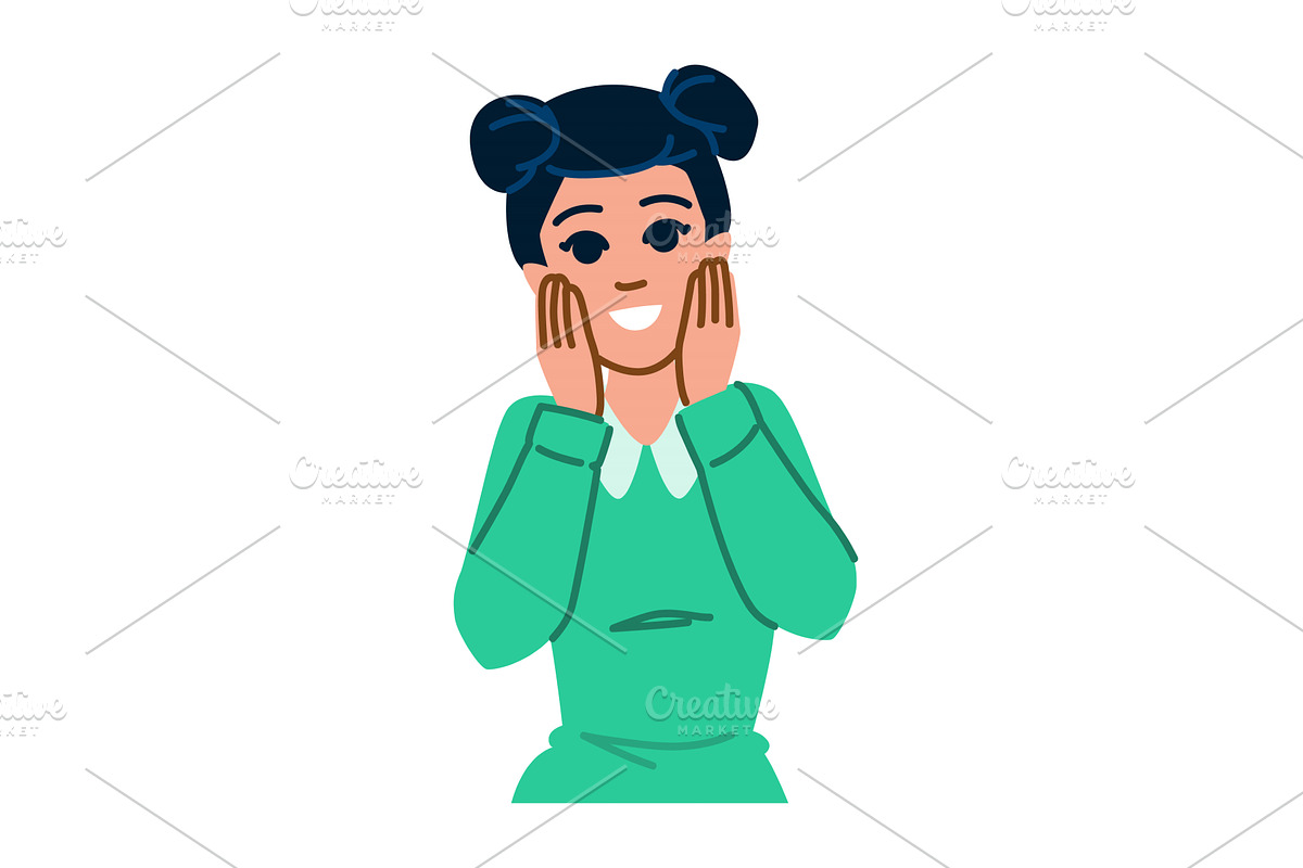 Surprised young woman holding her, a Person Illustration by pikepicture