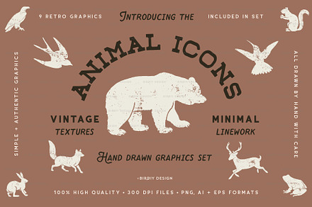 Forest Animal Icons Hand Drawn Set, an Icon by BirDIY Design