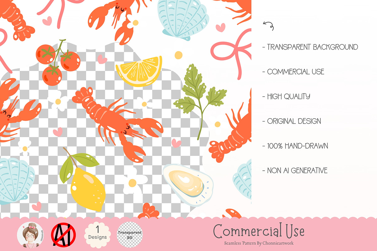 Coastal Lobster Seamless Pattern, a Pattern Graphic by Chonnieartwork (Photo 3 of 5)