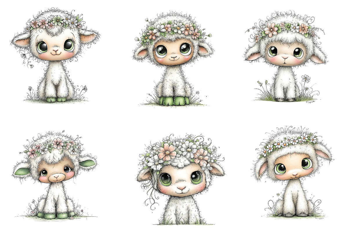 Whimsical Spring Lamb Clipart PNG, an Illustration by CreationArt (Photo 5 of 7)