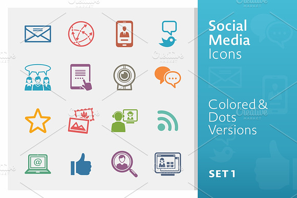 Social Media Icons Set 1 Colored
