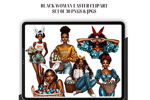 Black Woman Easter Clipart