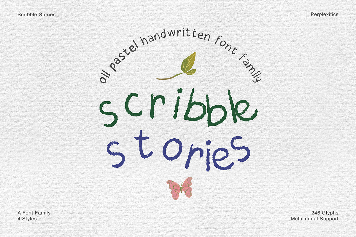 Oil Pastel Font Scribble Stories, a Handwritten Font by Perplexitics (Photo 1 of 10)