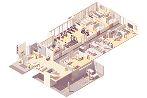 Vector Isometric Hotel Interior