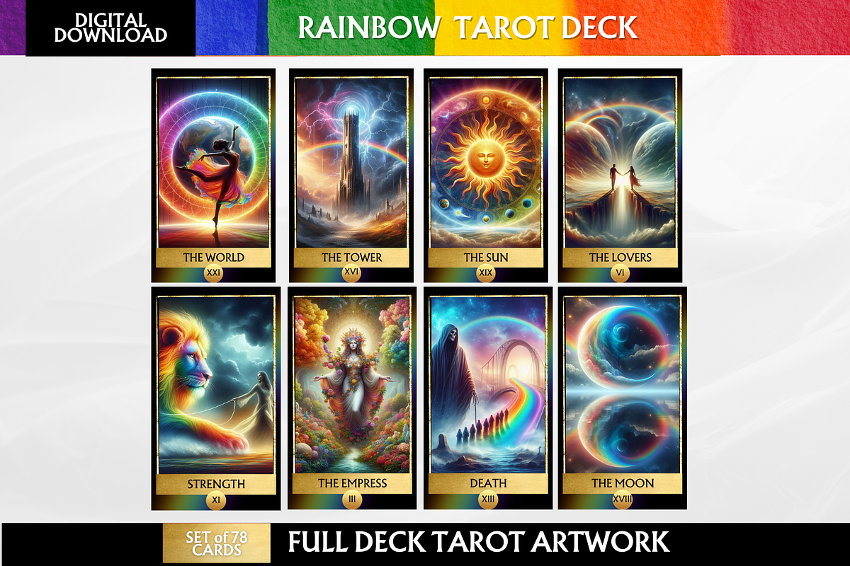Rainbow Tarot Deck Colorful Tarot, an Illustration by Mugio (Photo 2 of 4)