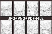 100 Mountain Coloring Page for Adult, a Stationery Template by Design Station (Thumbnail 6 of 7)