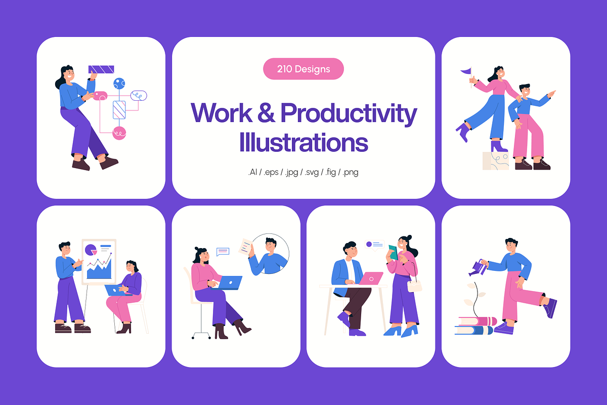 210 Work & Productivity Set, a Work Illustration by Creative Stall (Photo 1 of 18)
