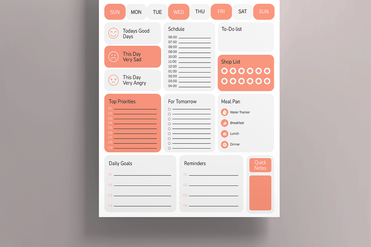 Daily Planner Template, a Stationery Template by MightyDesign (Photo 3 of 8)