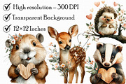 Watercolor Valentine Forest Animals, a Graphic by Libby Wishes (Thumbnail 6 of 7)