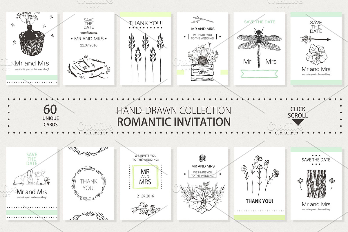 COLLECTION OF ROMANTIC INVITATIONS, an Invitation Template by OlgaAlekseenko (Photo 1 of 3)