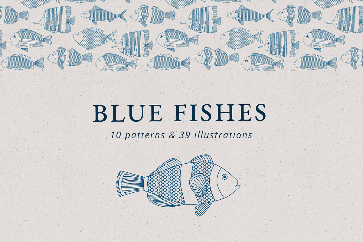 Blue Fishes, a Pattern Graphic by Anatartan Design (Photo 1 of 7)