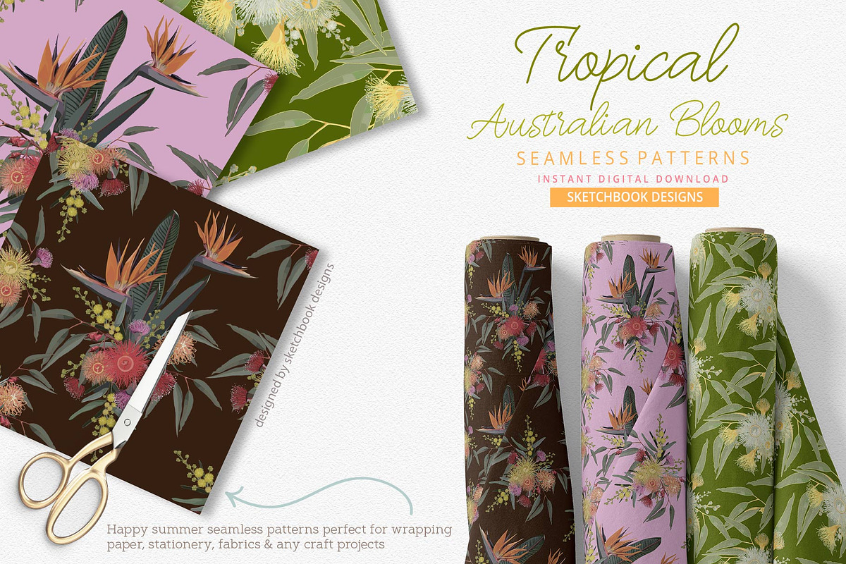 Tropical Australian Blooms, a Pattern Graphic by Sketchbook Designs (Photo 6 of 9)
