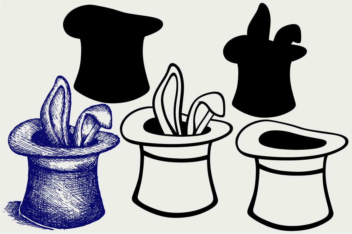 Rabbit in a magician hat SVG, an Outline Icon by LineworkStock