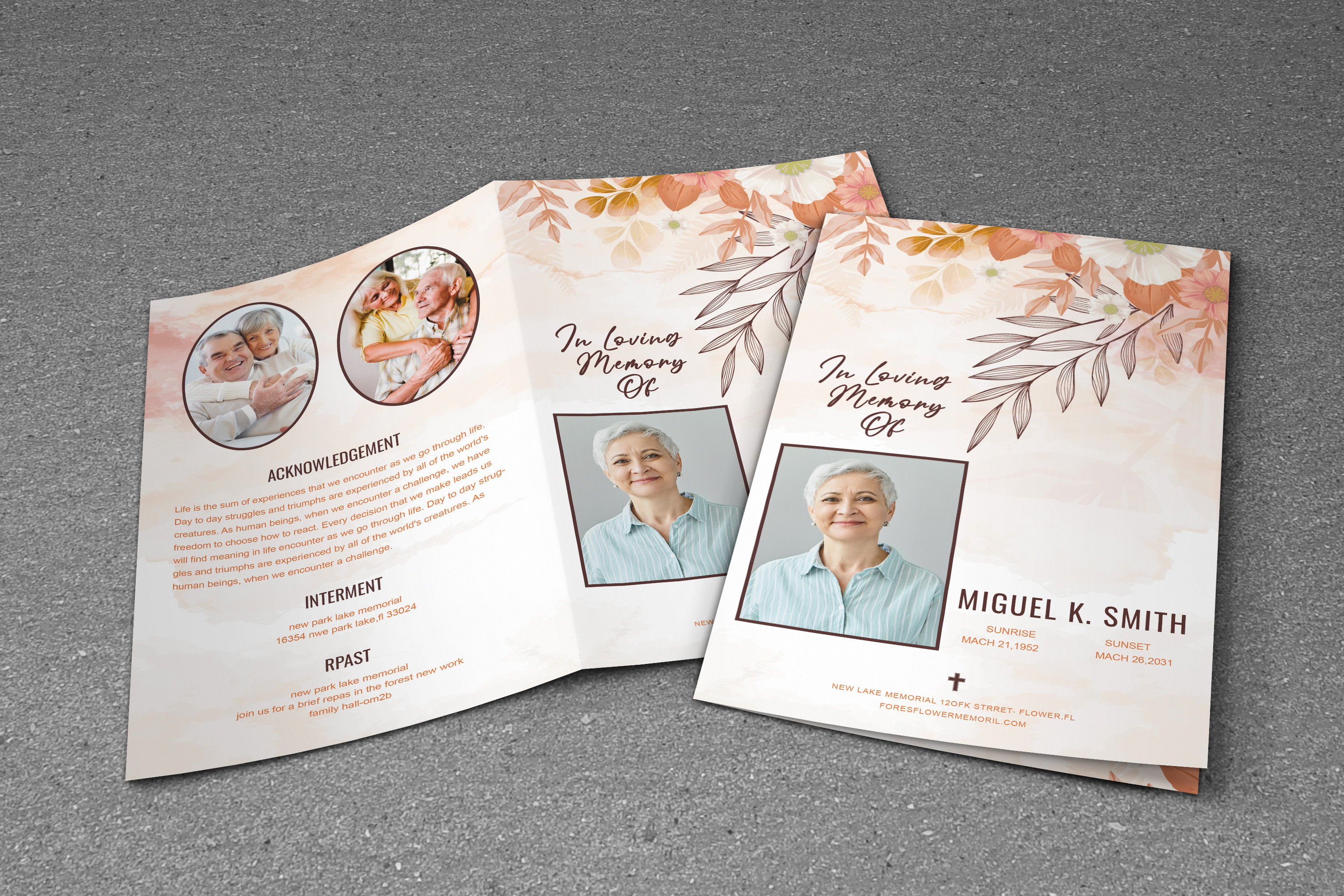 Obituary funeral program template | Creative Market