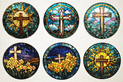 Easter Cross Stained Glass Clipart, an Illustration by RobertsArt (Thumbnail 4 of 5)