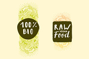 Raw Bio Vegan Food Labels, a Food Illustration by Soulful Vectors (Thumbnail 6 of 6)