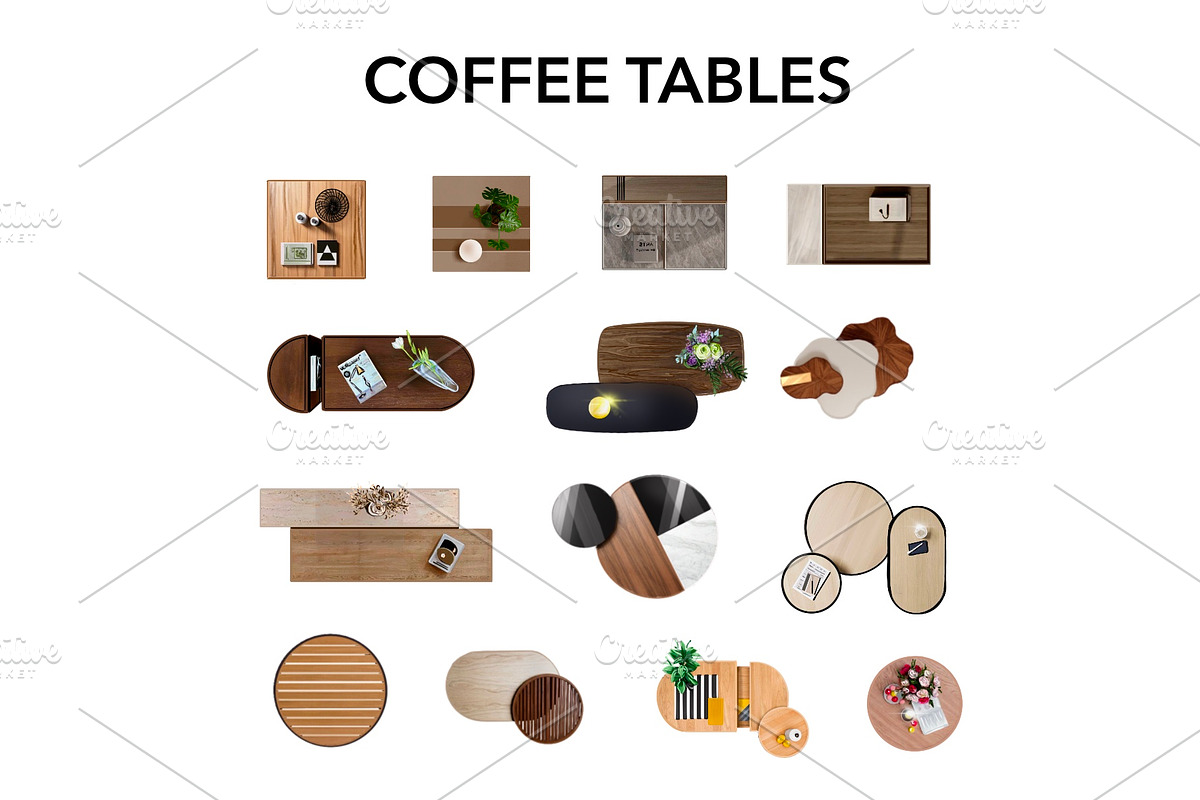 Chairs & Tables Pack – 50 Top View, an Object Graphic by SketchBoyko (Photo 4 of 6)