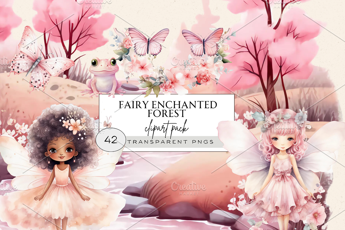 PINK ENCHANTED FOREST CLIPART PACK, a Person Illustration by Daring Digies (Photo 1 of 9)