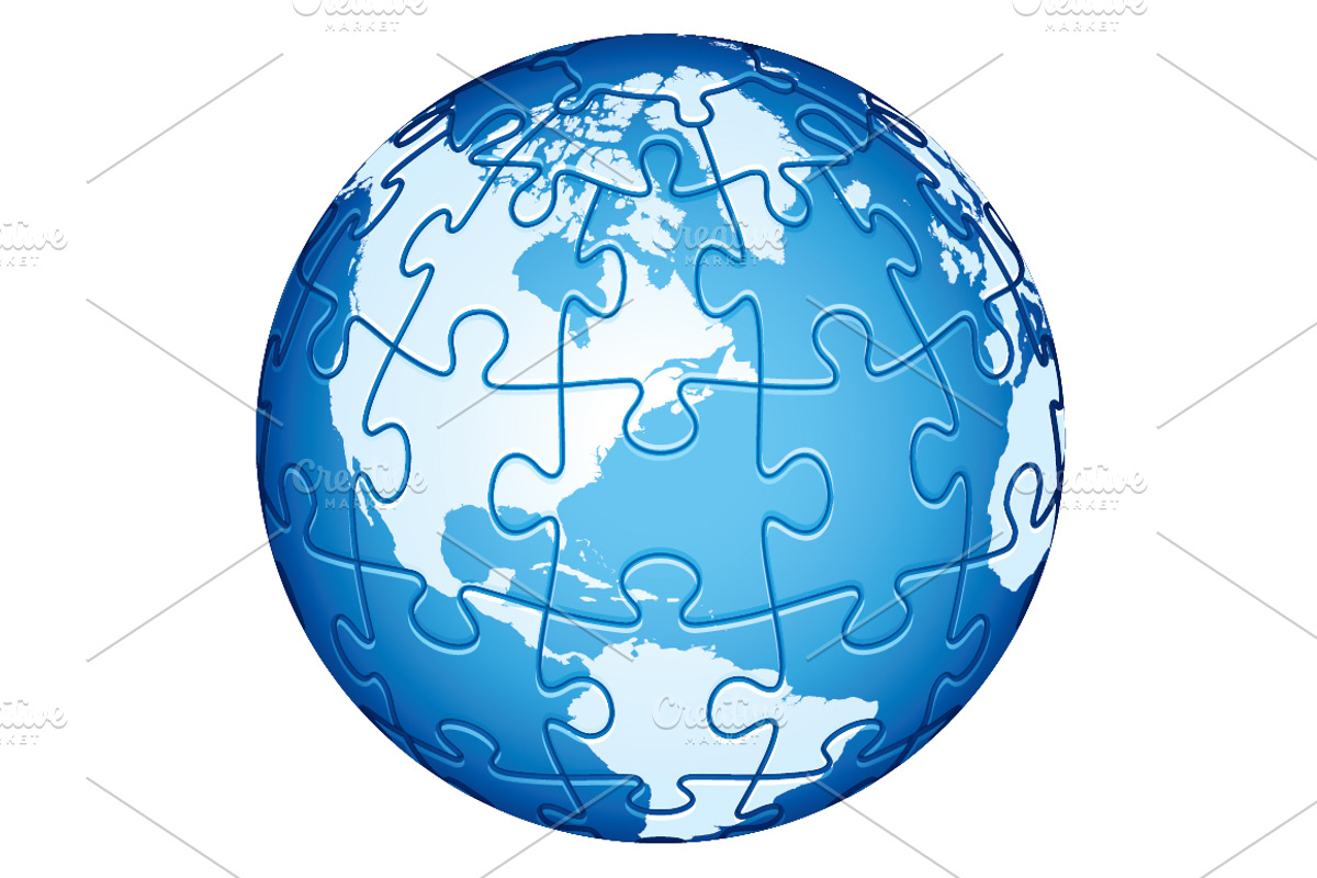 Jigsaw Puzzle Globe. America., an Illustration by Maril