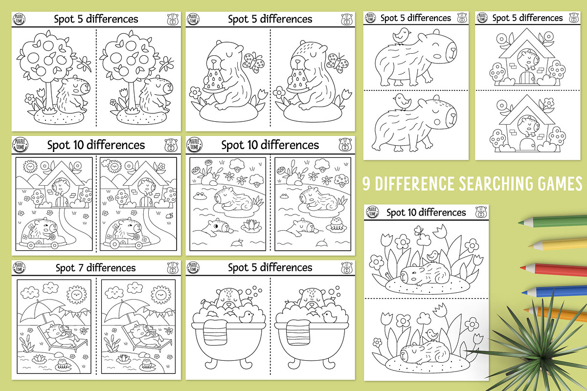 Capybara coloring games for kids, an Education Illustration by Lexi Claus (Photo 8 of 17)