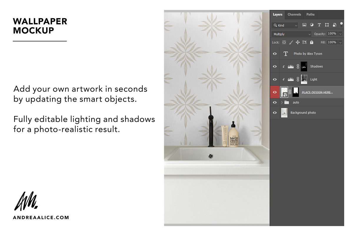 Wallpaper Mockup - Bathroom Sink, a Household Mockup by Andrea Muller (Photo 4 of 7)