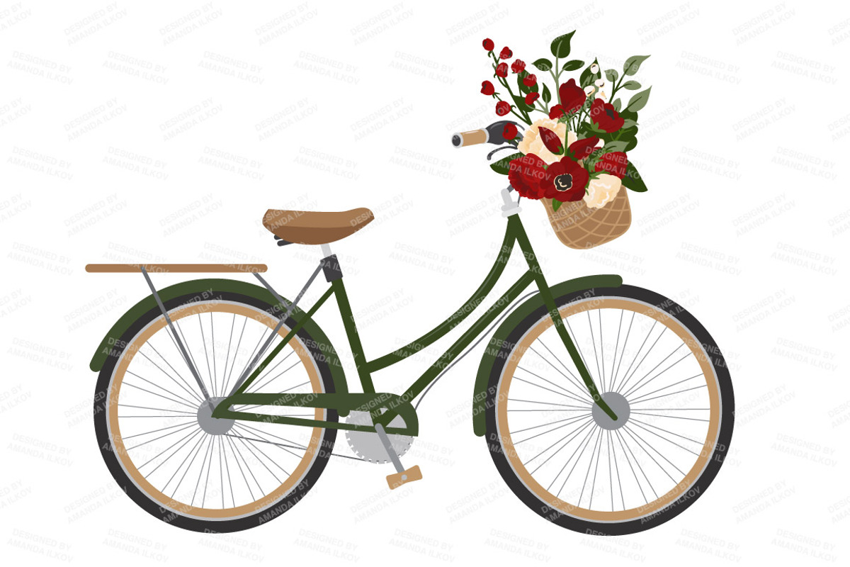 Floral Christmas Wedding Bicycle, an Illustration by Amanda Ilkov (Photo 3 of 5)