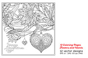 Flowers and Love Hearts, a Decorative Illustration by Elen-Lane (Thumbnail 3 of 6)