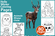 Hello Winter Coloring Pages For Kids, an Animal Illustration by martinblan (Thumbnail 1 of 4)