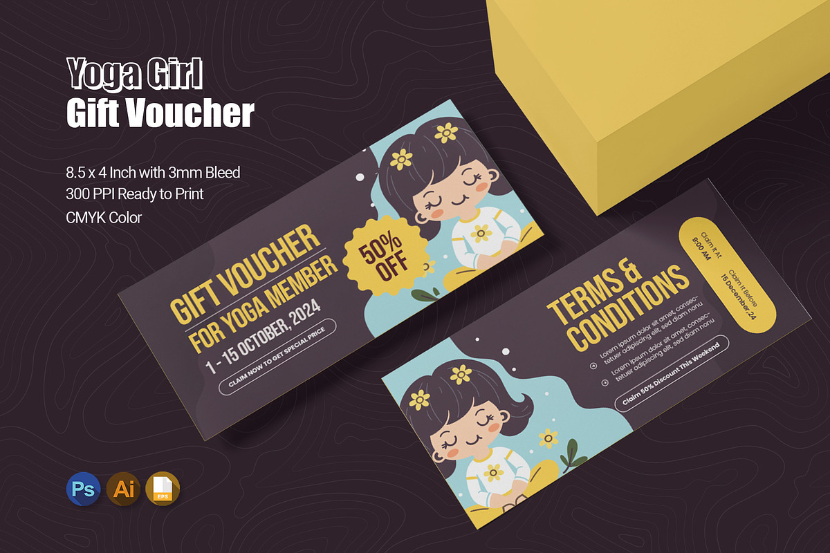 Yoga Girl Gift Voucher, a Print Template by Esensifiksi.studio (Photo 1 of 2)