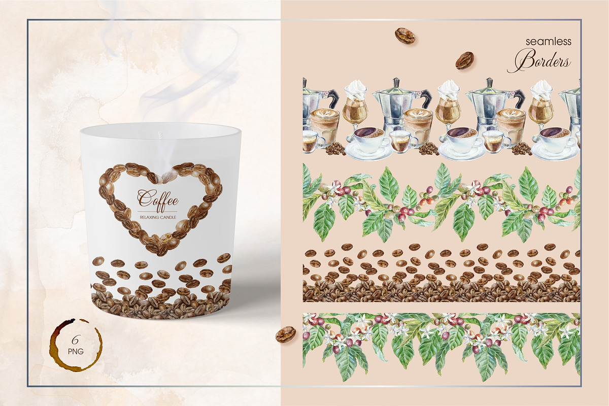Coffee. Watercolor clip art., a Food Illustration by Farida Bik (Photo 8 of 12)