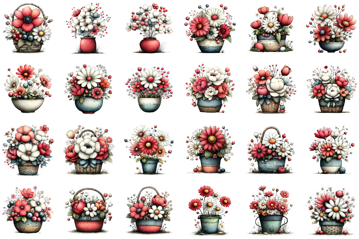 Spring Flower Basket Clipart, an Illustration by Sublimation Artist (Photo 2 of 7)